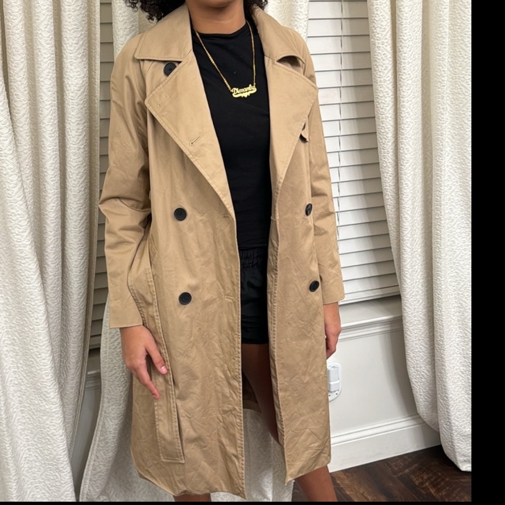 EVERLANE drape Classic Tan Trench Coat Sz xs - Picture 2 of 10